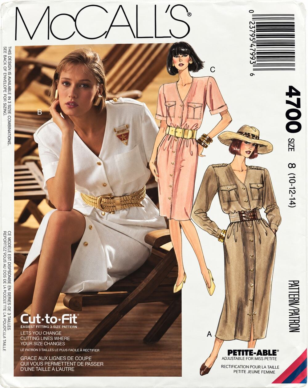 Vintage 90's McCall 4799 Sewing Pattern Button-Up Shirt DRESS 10-12-14 UC